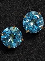 $1125 14K  Blue Topazes(6.9ct) Earrings