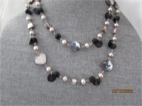 Necklace 24" Shell & Pearl Two Strands