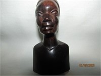 Hand Carved  Wood Head Bust Kenya Male