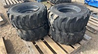 Lot of 4 Skid Steer Tires and Rims 12X16.5