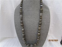 Necklace Chicos Engraved Metal Beaded 36"