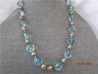 Necklace Blue And Silver Tone 22"