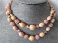 Necklace Pink Beaded 2 Strand Germany 15"