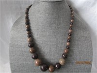 Necklace Brown Beaded 22"