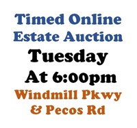 WELCOME TO OUR TUE. @6pm ONLINE PUBLIC AUCTION