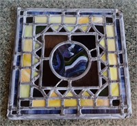B - STAINED GLASS ART PANEL 12"SQ (R9)