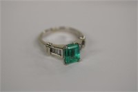 14kt white gold Emerald and Diamond Ring