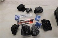 Group of Holsters; grips, gun parts