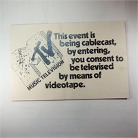 Rare Vintage MTV Consent Sign For Broadcast