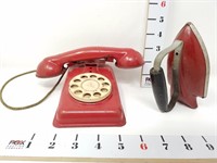 Tin Dial Telephone & Sunny Suzy Iron