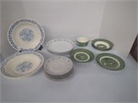 3 Oxford Blue soup bowls, Rosemary fine china