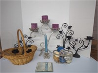 Mixed lot of candle holders and home decor