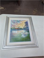 17x21 framed Laforet print 2 sailboats