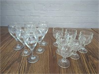 6 Gold Rim Water Goblets/Wine Glasses Etched with