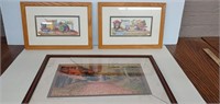 Two kitchen prints in oak frames, 9 x 13" and