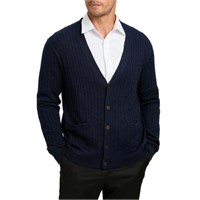 $39  Kallspin Mens Wool Blend V-Neck Cable-Knit Ca