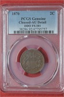 1870 DDO Two Cent PCGS AU Detail FS-101