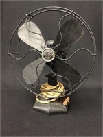 Wagner Antique Metal Fan with Cast Iron Base