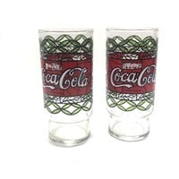 2 Vintage Coke Coca-Cola Glasses Lot