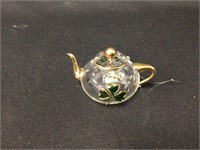 Glass Teapot Ornament with 22k Gold Trim