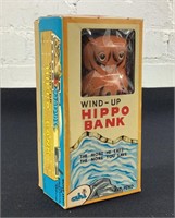 Vintage wind up hippo Tin toy
