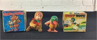 2 Vintage Cymbal Monkey & Dilly Duck Wind Ups