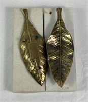 (2) 1982 RJ Reynolds Brass Leaf Ashtrays