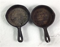 2 Small Cast Iron advertising Skillets
