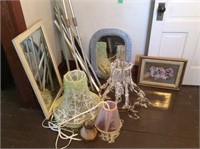 Vintage mirrors, lampshades, curtain rods, more