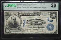 1902 $10 Corn Exchange National Currency PMG 20