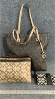 Michael Kors bag, Coach purse and wallet, all not