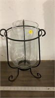 Home Decor, metal and glass candle holder