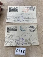 2 German Feldpost Postcards Letters