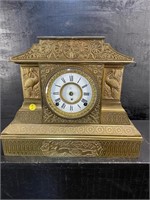 19TH CENT. LARGE BRONZE MANTLE CLOCK WITH STORK