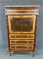 FRENCH INLAID MARBLE TOP SECRETARY