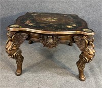 HEAVY CARVED FIGURAL DECORATED TABLE