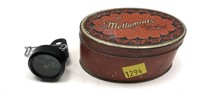 Lot, Compass and vintage Mello Mints tin
