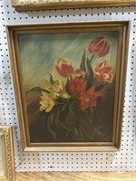 SIGNED 1904 FLORAL STILL LIFE OIL ON CANVAS