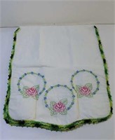 Three ring rose embroidery table runner 42x16