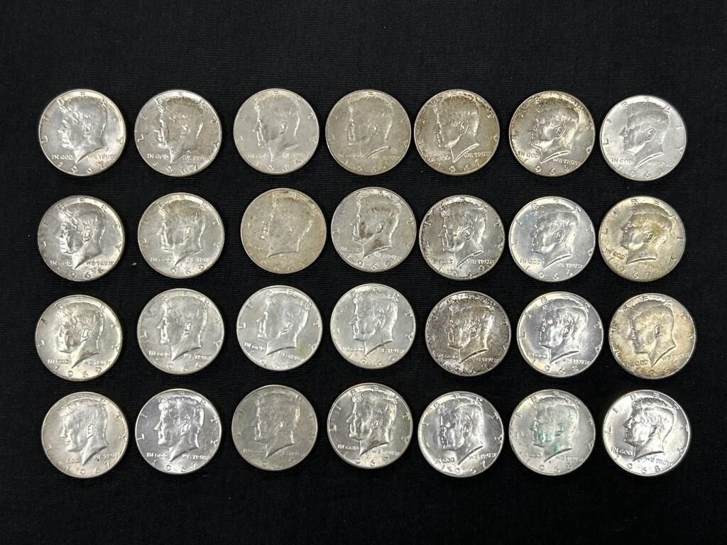 Silver Kennedy Half Dollars.