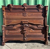 VICTORIAN HEAVY CARVED HIGH BACK BED
