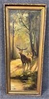 BUCK OIL ON CANVAS IN ORNATE FRAME