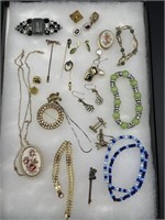 MISC LOT OF EARRINGS BRACELETS AND PINS