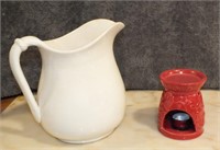 STONEWARE PITCHER & CANDLE WARMER