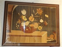 INLAID WOOD FLORAL WALL ART