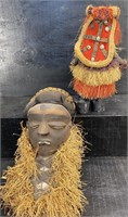 CARVED MASK AND DOLL LOT