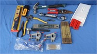 Stud Finder, Carpenter Rule, Lineman Wrench, Tin