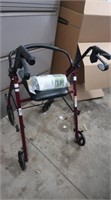 Medline 4-Wheel Walker w/Seat & Brakes & Sock Aid