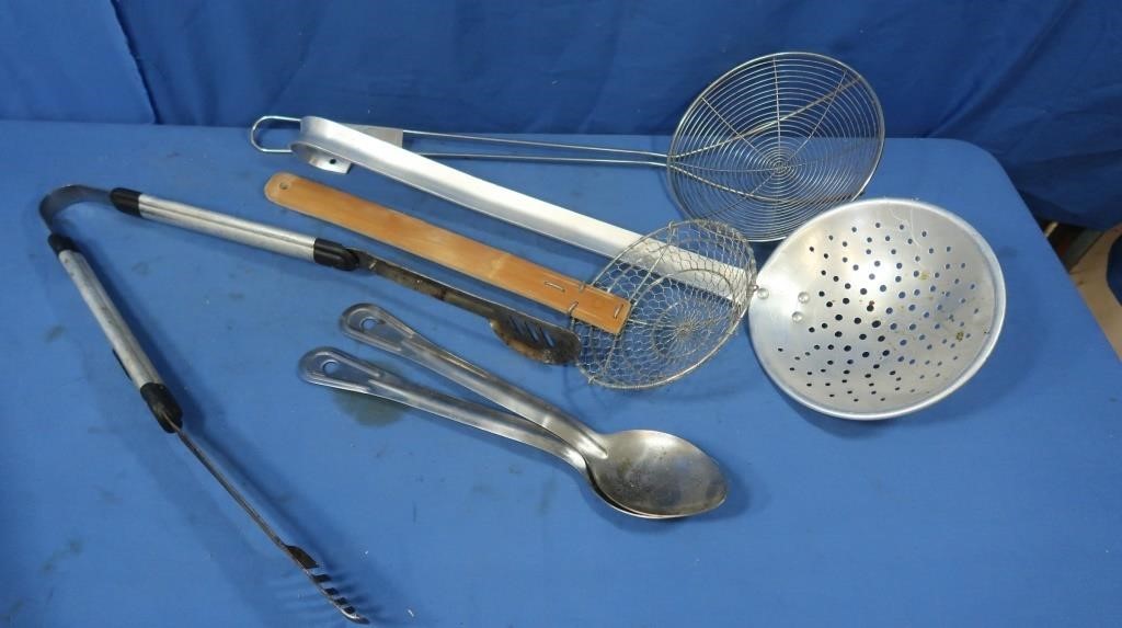 Large Straining Spoons-24" & Tongs