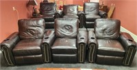 6 LEATHER CHAIRS FOR STADIUM STYLE SEATING